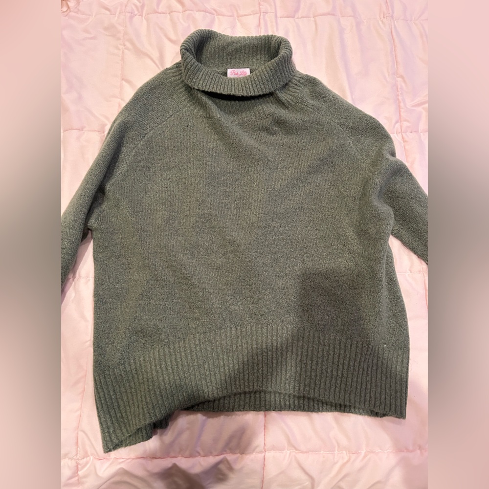 Pink Lily Sage Green Oversized Sweater